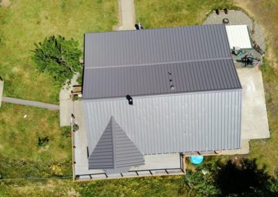Top down view of standing seam metal roof
