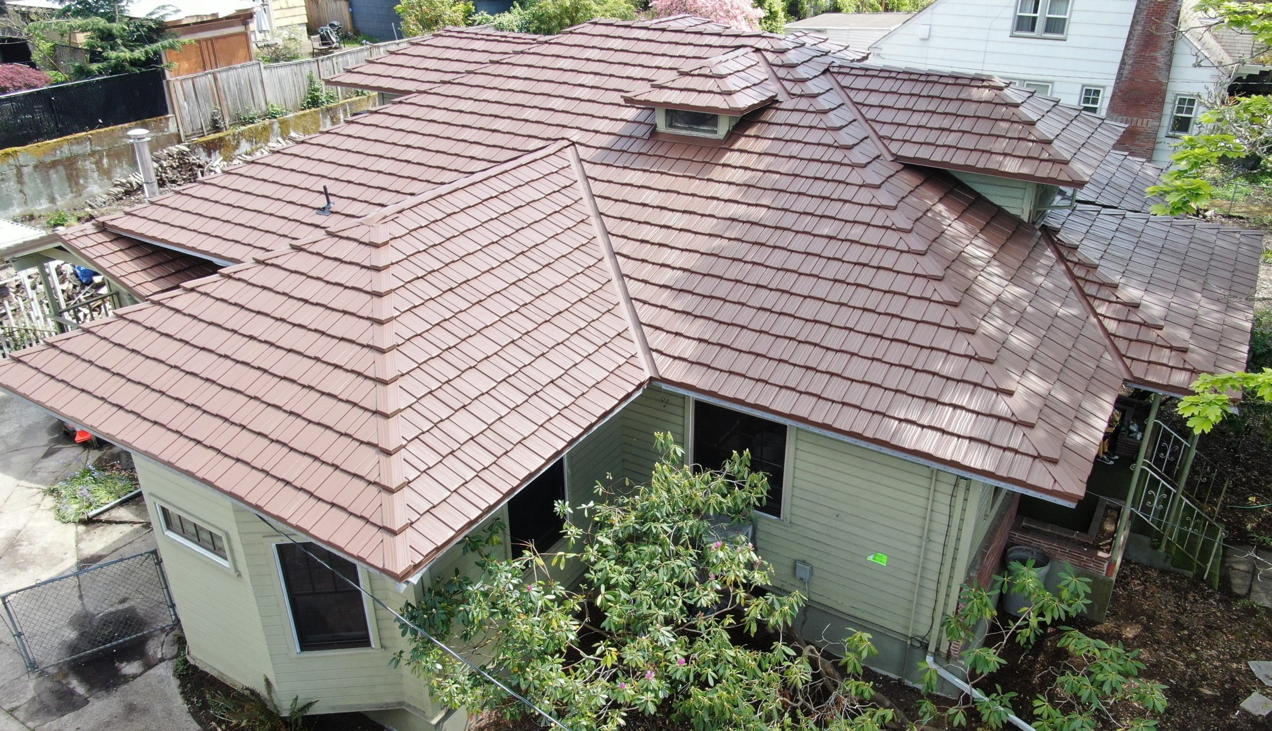 Caramel Country Manor metal Shake roof in Portland, OR to get illustrate metal roofing types